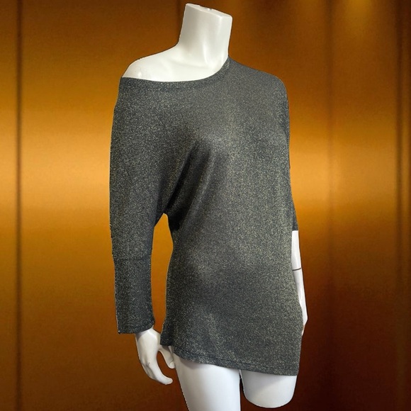 Oltre Italy deconstructed metallic gold asymmetrical tunic top women's size 8 - Picture 1 of 12